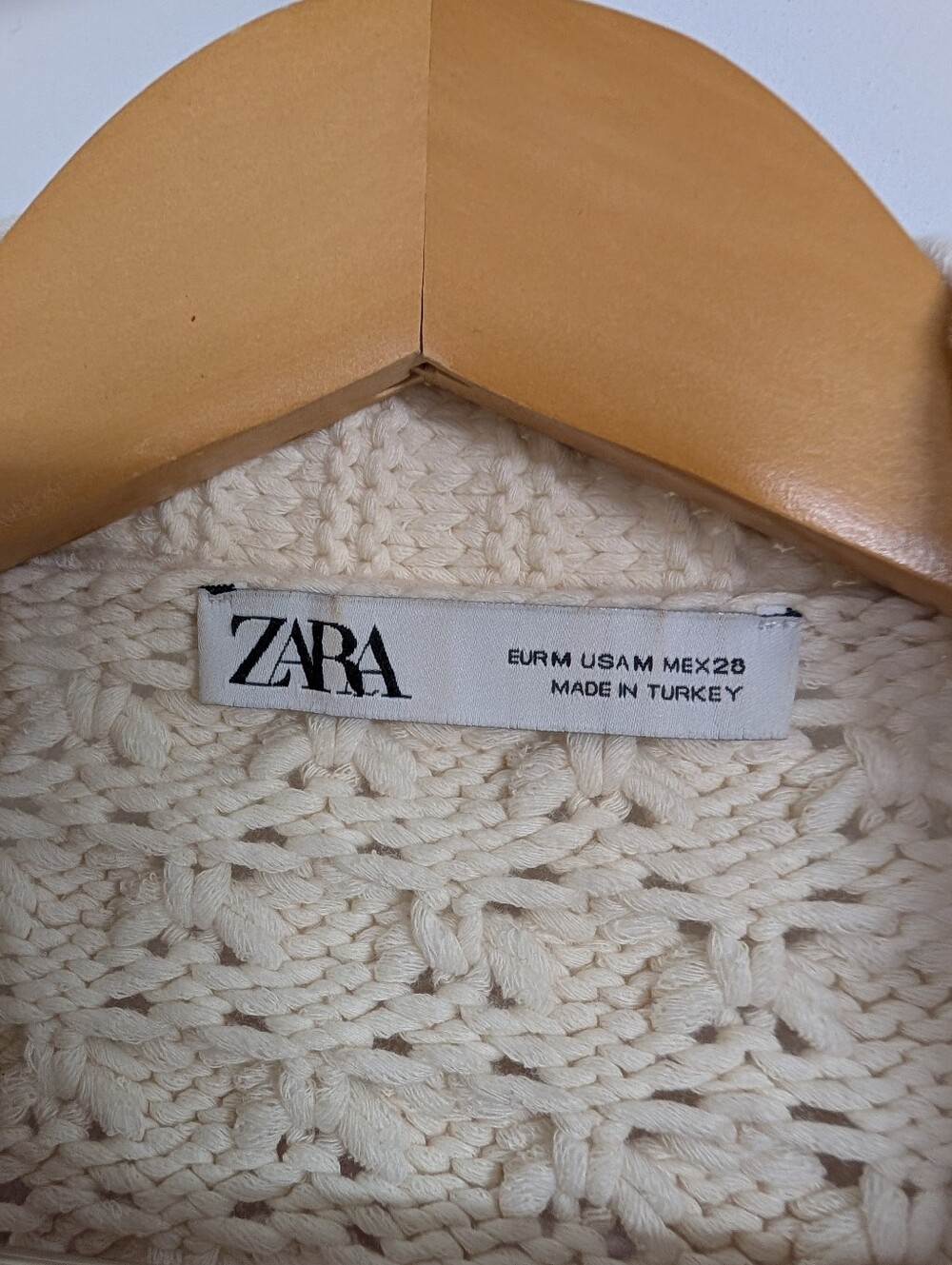 Zara Chunky Knit Colorblock Cardigan Cream Multicolor Size Medium - Picture 6 of 8